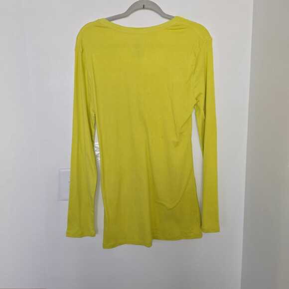 NWOT Women's Vintage Y2K Henley Top Size XXL Girls Lime Scoop Neck Long Sleeve - Picture 4 of 6